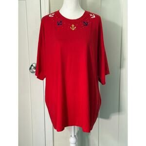 pinocchio vintage nautical embroided anchors womens plus size 3x